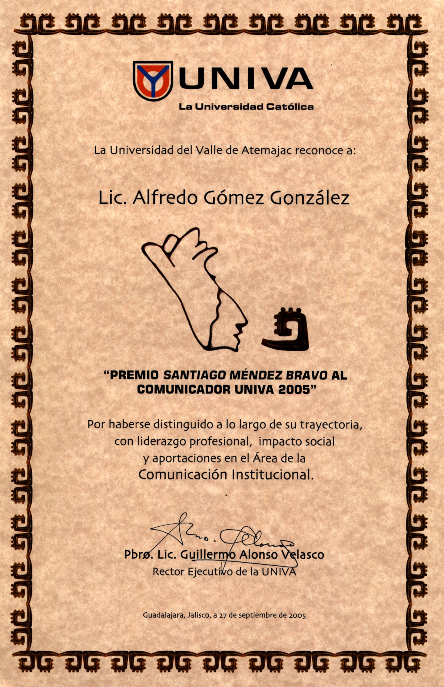 Certificado de Autenticidad Premio Santiago Mendez Bravo